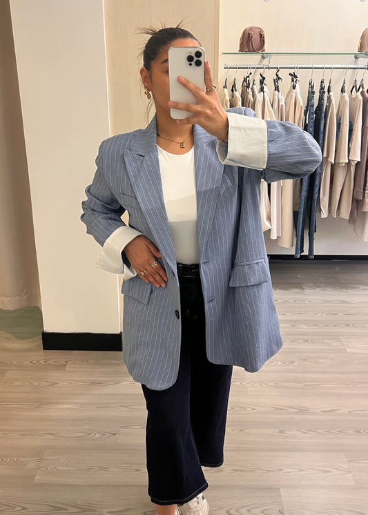 Blazer Rayé - Bleu