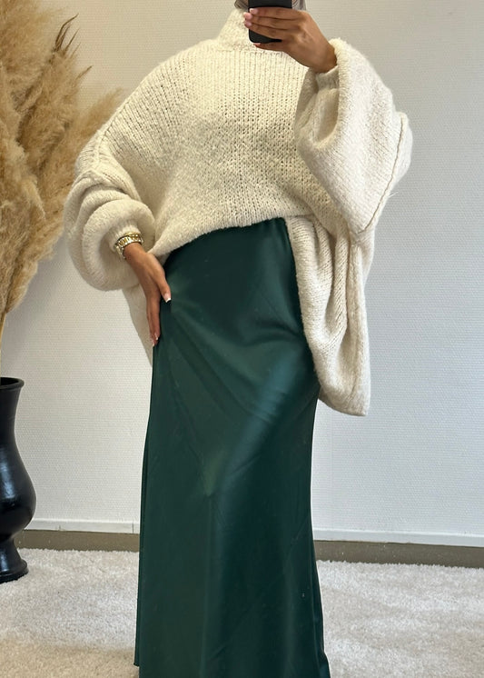 Safia Vert - Jupe satinée