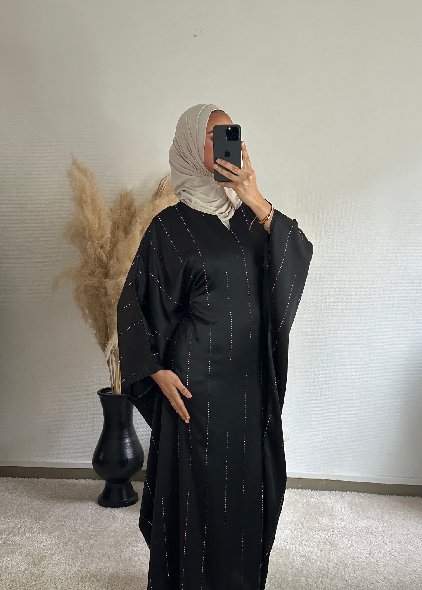 Maysa Noir - Abaya strass