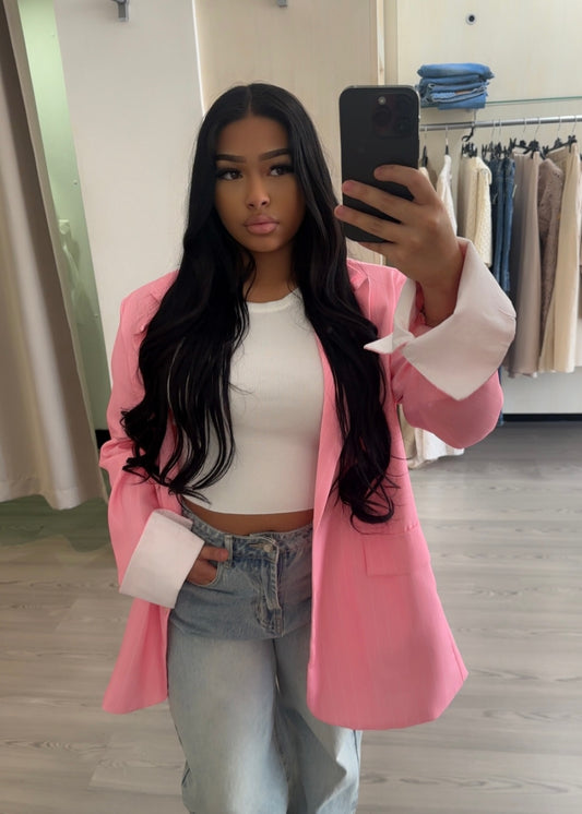 Blazer rayé - Rose