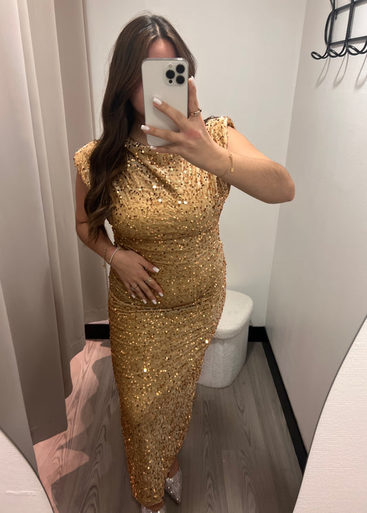 Emma - Robe à sequin dorée