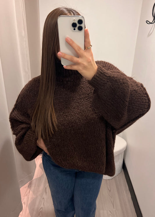 Anaïs - pull oversize marron
