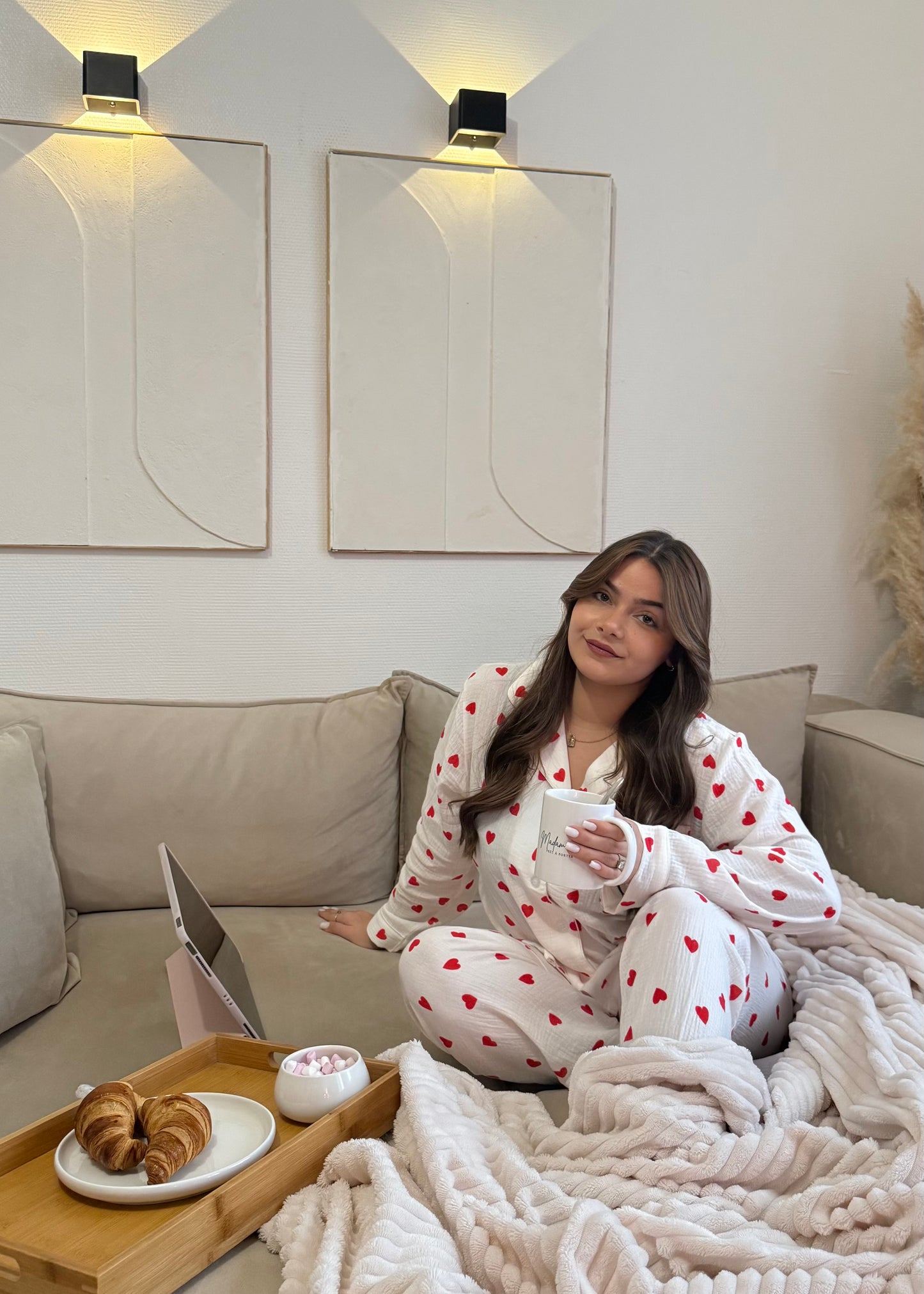 Pyjama à cœurs gaz de coton